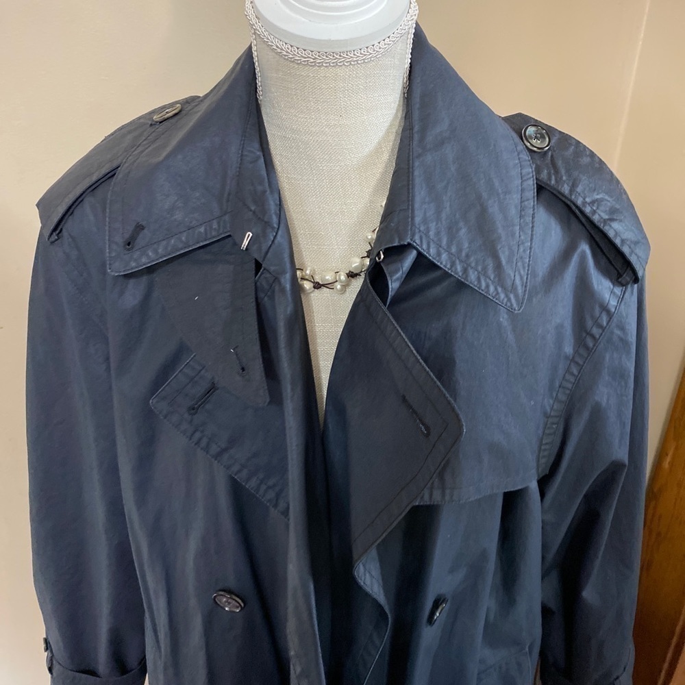 𝅺tanner Saks Fifth Avenue Black Trench Coat S8 - Picture 5 of 8